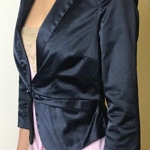 Black satin blazer holiday blazer. Casual dress